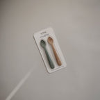 Mushie Silicone Feeding Spoons 2-Pack - Cambridge Blue/Shifting Sand