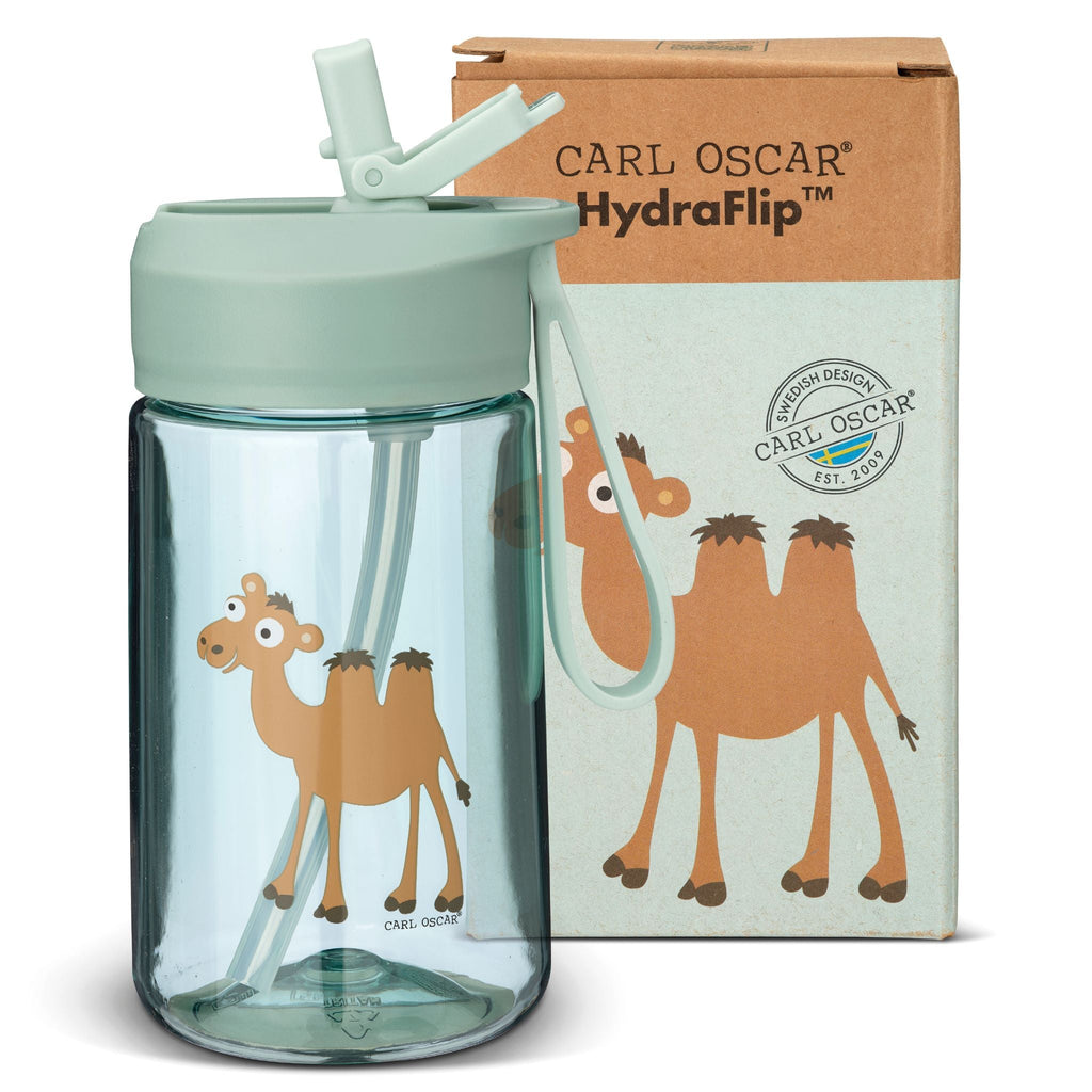 CARL OSCAR Παιδικό μπουκάλι 400ml HydraFlip Καμήλα - Πράσινο