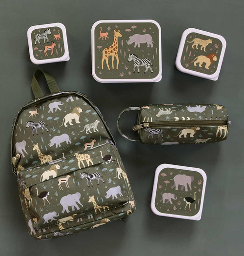 A little lovely company Σετ 4 δοχεία φαγητού Lunch & Snack Box Savanna