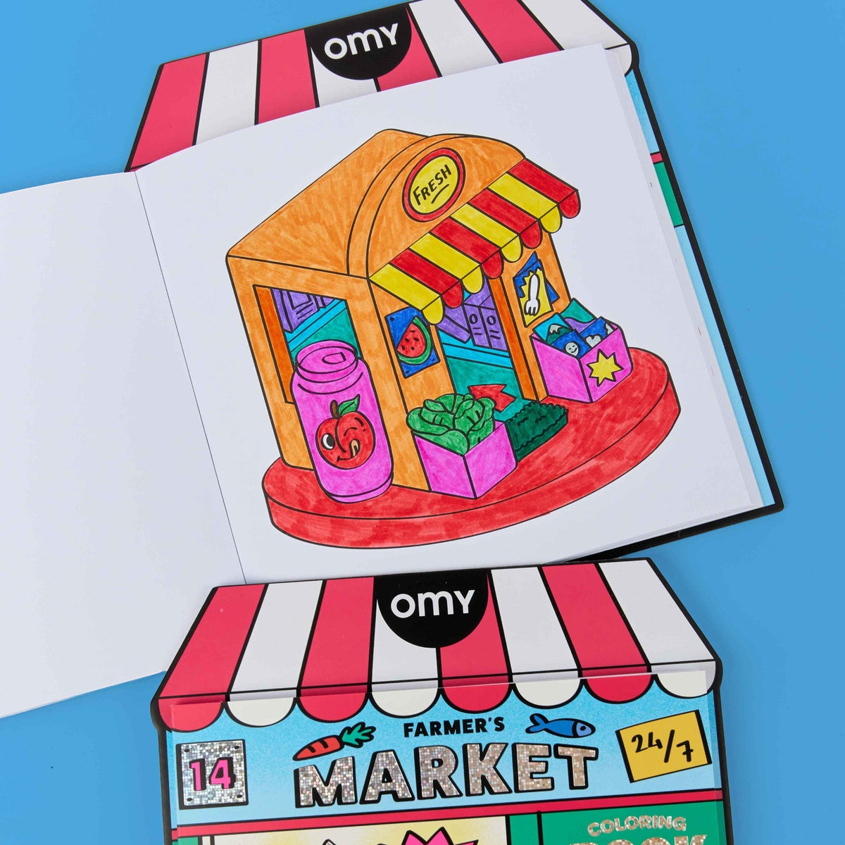 OMY Βιβλίο ζωγραφικής με αυτοκόλλητα Coloring Boutique - Farmer's Market