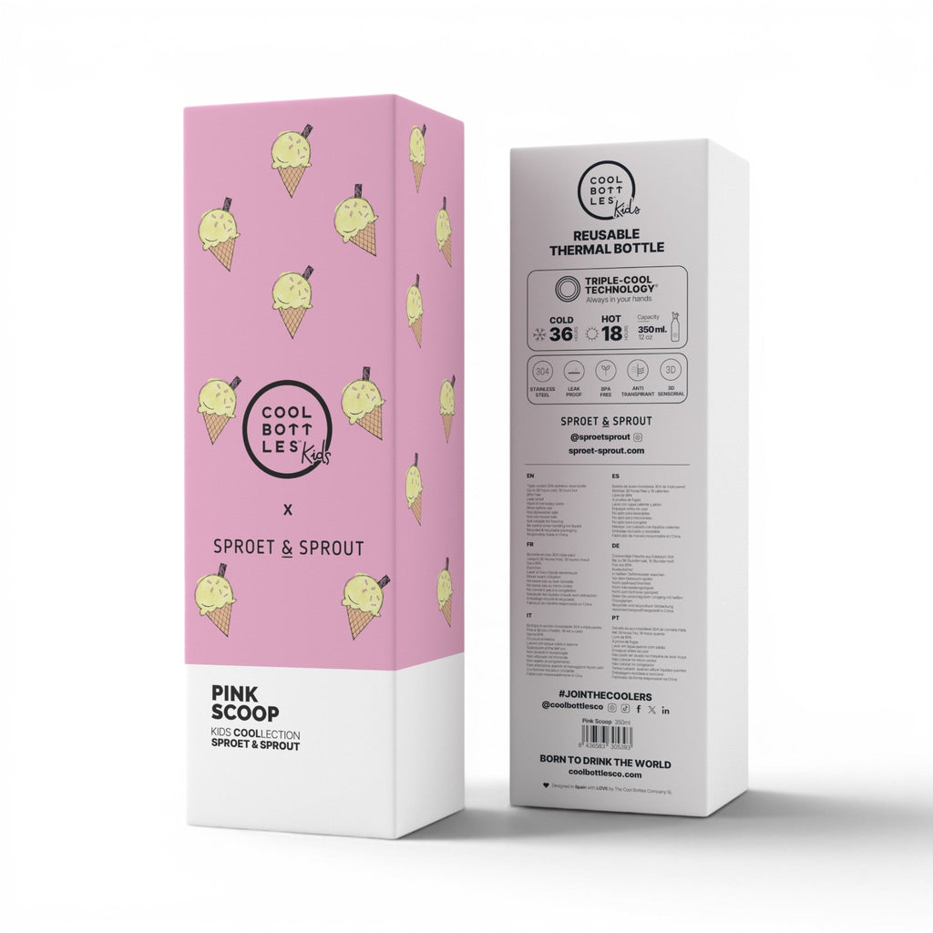 COOL BOTTLES Ανοξείδωτο παιδικό μπουκάλι Pink Scoop 350ml