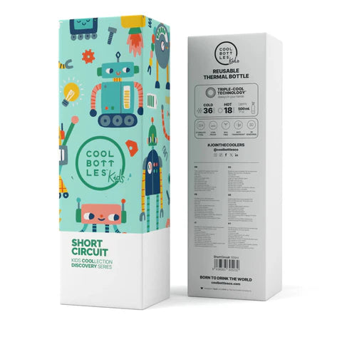 COOL BOTTLES Ανοξείδωτο παιδικό μπουκάλι Short Circuit 500ml