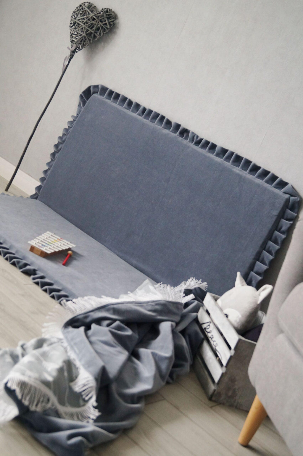 Χαλάκι velvet mat grey square 105cm
