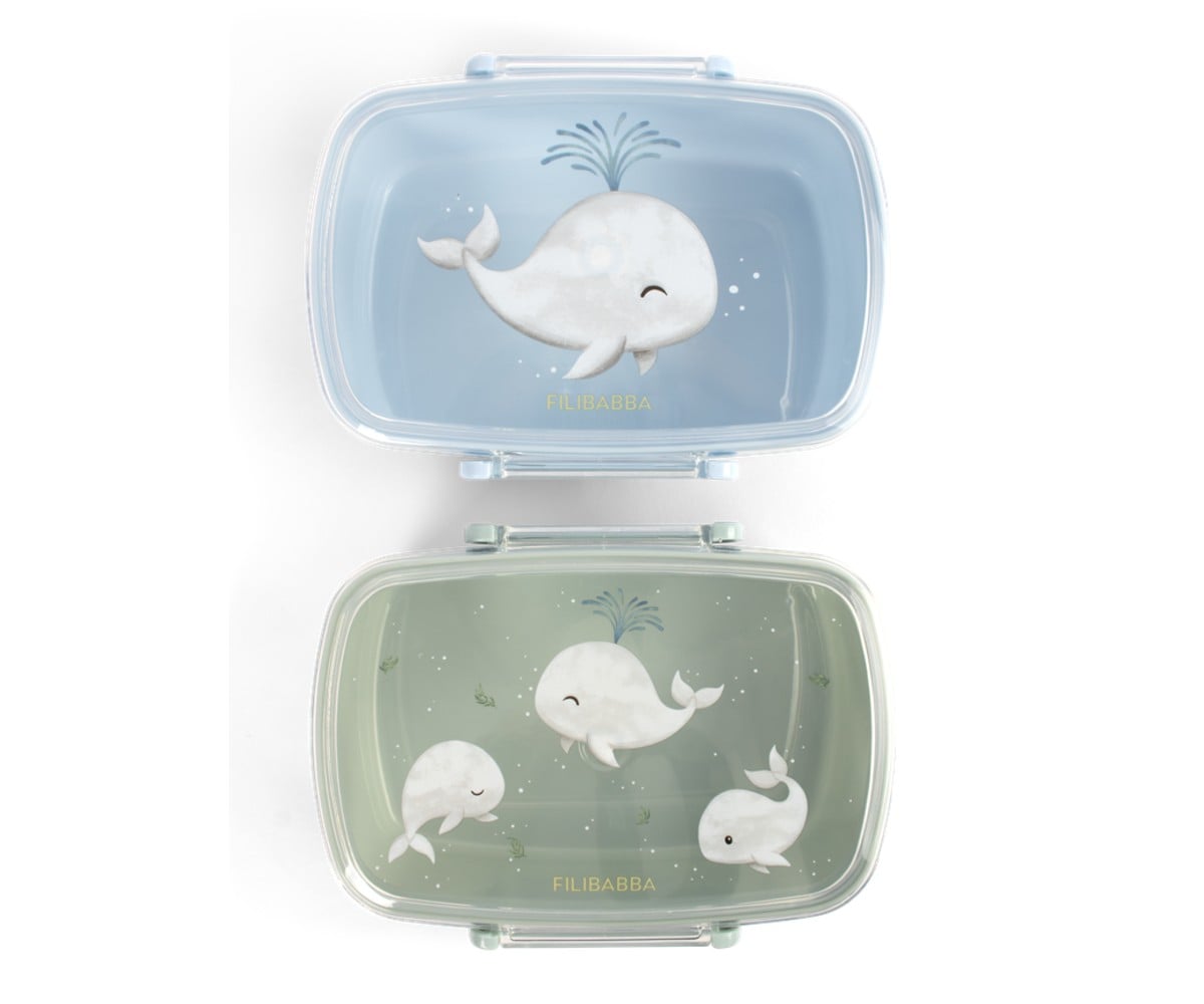 Filibabba Δοχεία Φαγητού 2 Pack Christian Whales Tales