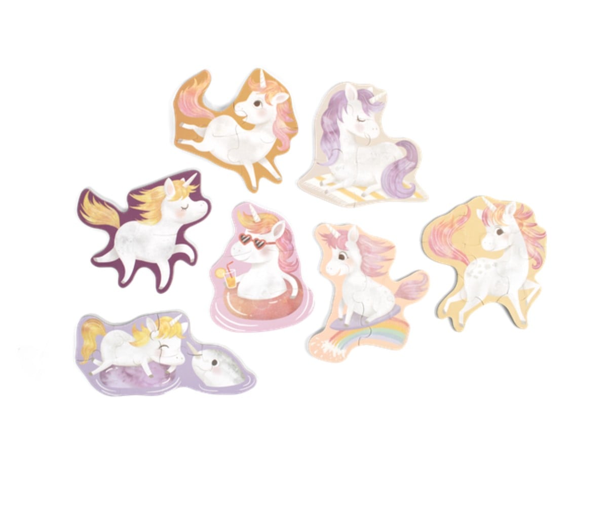 Filibabba Set of 7 Puzzles Unicorn Shores