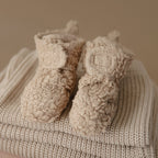 Mushie Cozy Baby Booties Oatmeal 6-9 Months