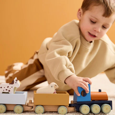 KIDS CONCEPT Ξύλινο τρενάκι με ζώα της φάρμας AIDEN