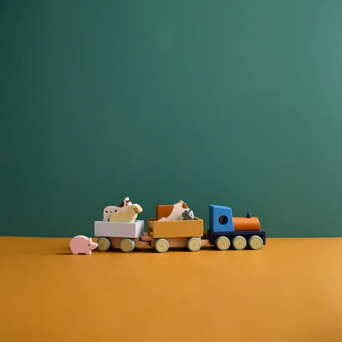 KIDS CONCEPT Ξύλινο τρενάκι με ζώα της φάρμας AIDEN