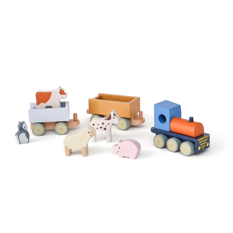 KIDS CONCEPT Ξύλινο τρενάκι με ζώα της φάρμας AIDEN