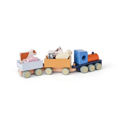 KIDS CONCEPT Ξύλινο τρενάκι με ζώα της φάρμας AIDEN