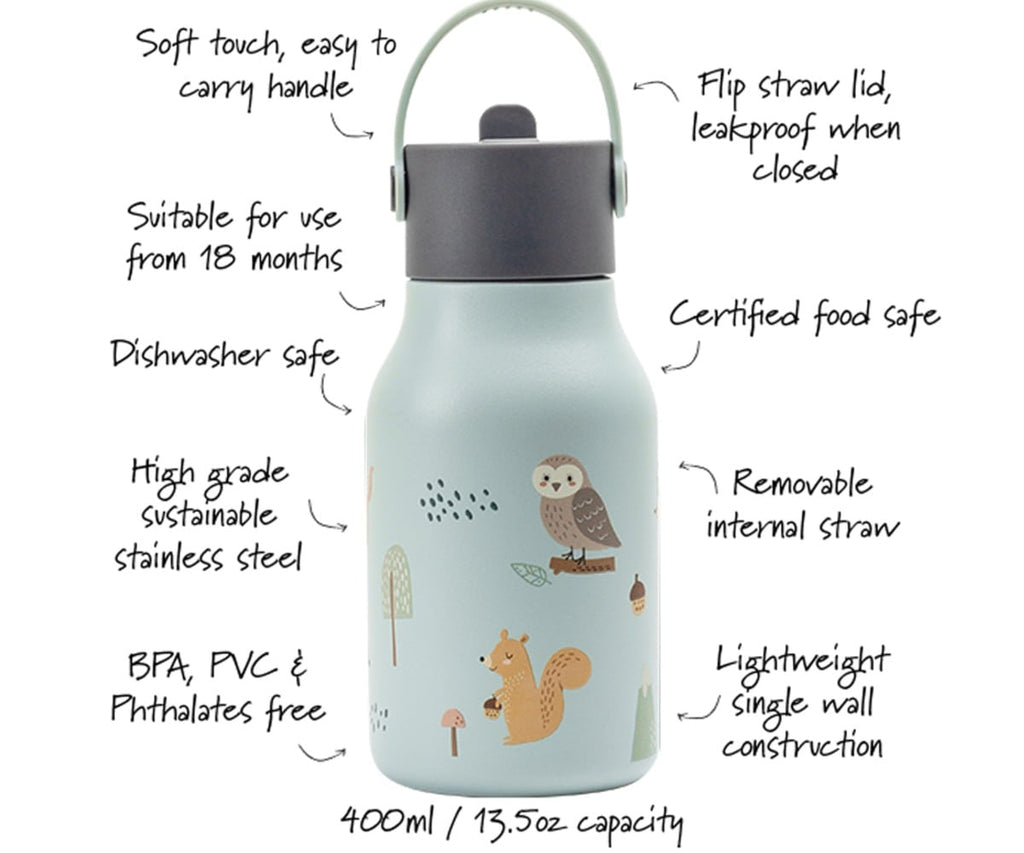 Little Lund Water Bottle 400ml Woodland