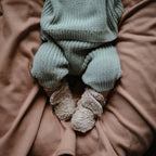 Mushie Cozy Baby Booties Oatmeal 3-6 Months