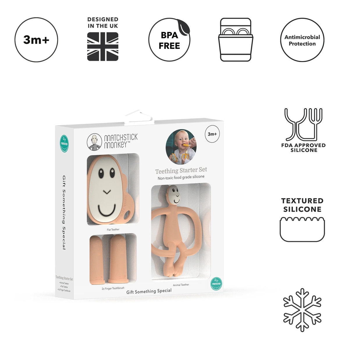 Matchstick Monkey TEETHING STARTER SET - PEACH