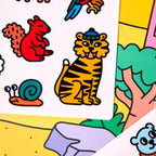 OMY Φορητό παιχνίδι με αυτοκόλλητα σιλικόνης Montessori Animals