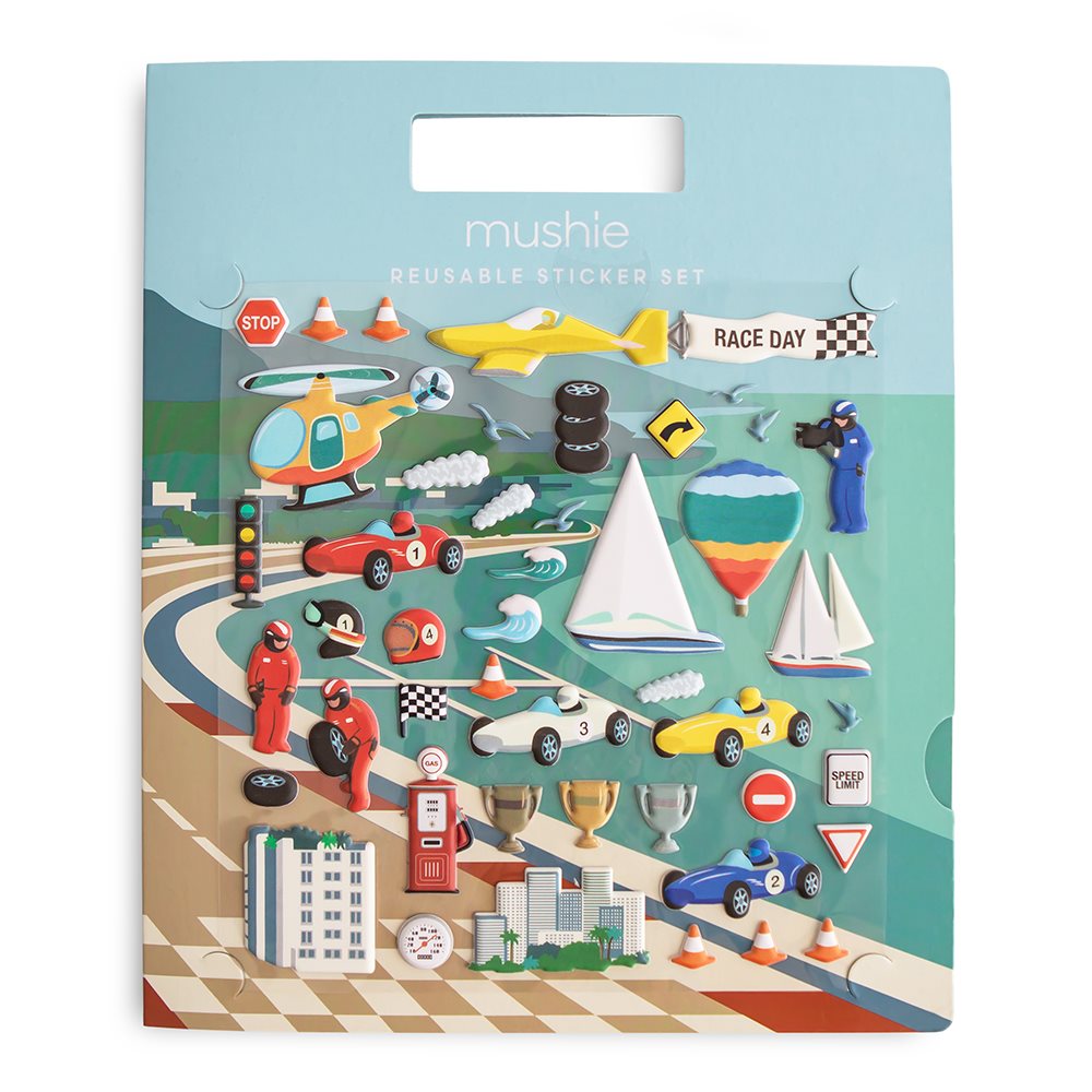 Mushie Βιβλίο Με Αυτοκόλητα Race Cars