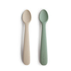 Mushie Silicone Feeding Spoons 2-Pack - Cambridge Blue/Shifting Sand