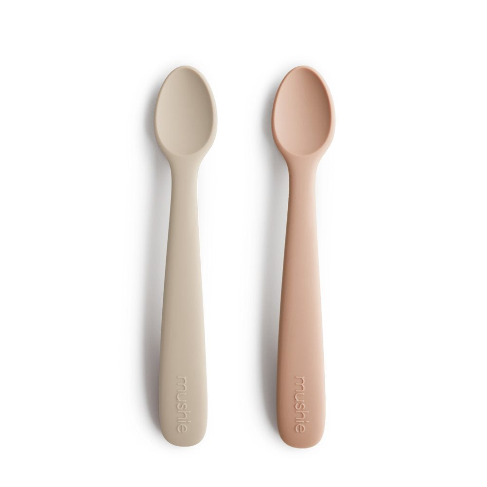 Mushie Silicone Feeding Spoons 2-Pack - Blush/Shifting Sand