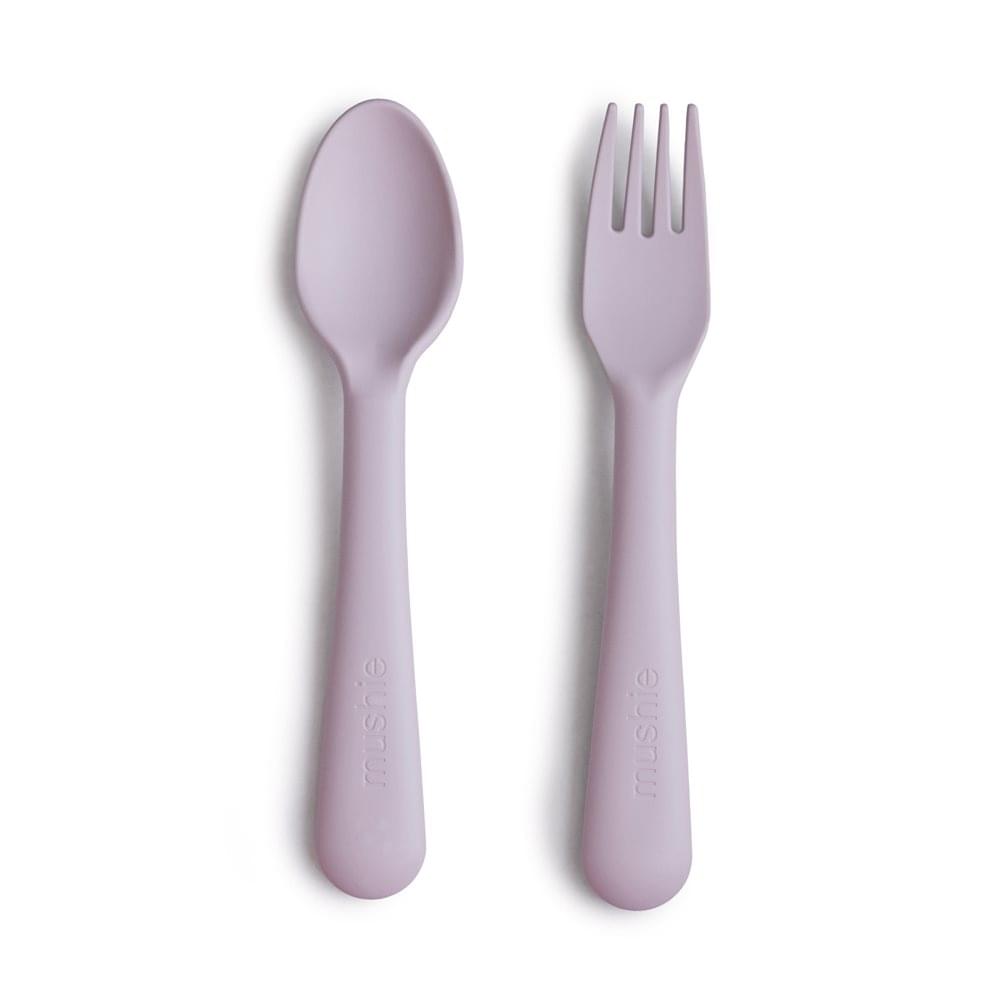 Σετ κουτάλι κ πιρούνι Mushie Soft Lilac