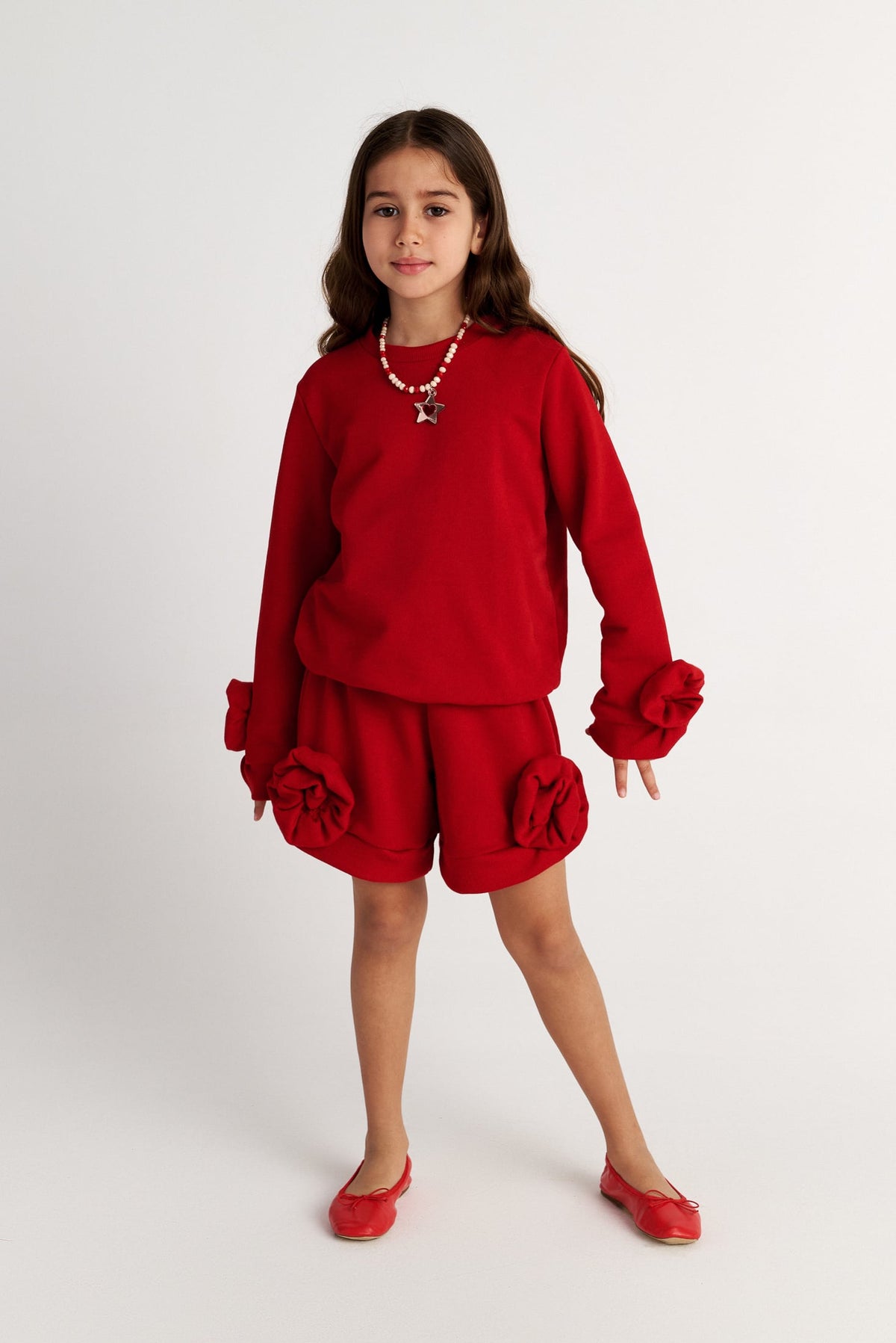 Two In A Castle ΣΕΤ Monochrome Top And Roses Shorts Red