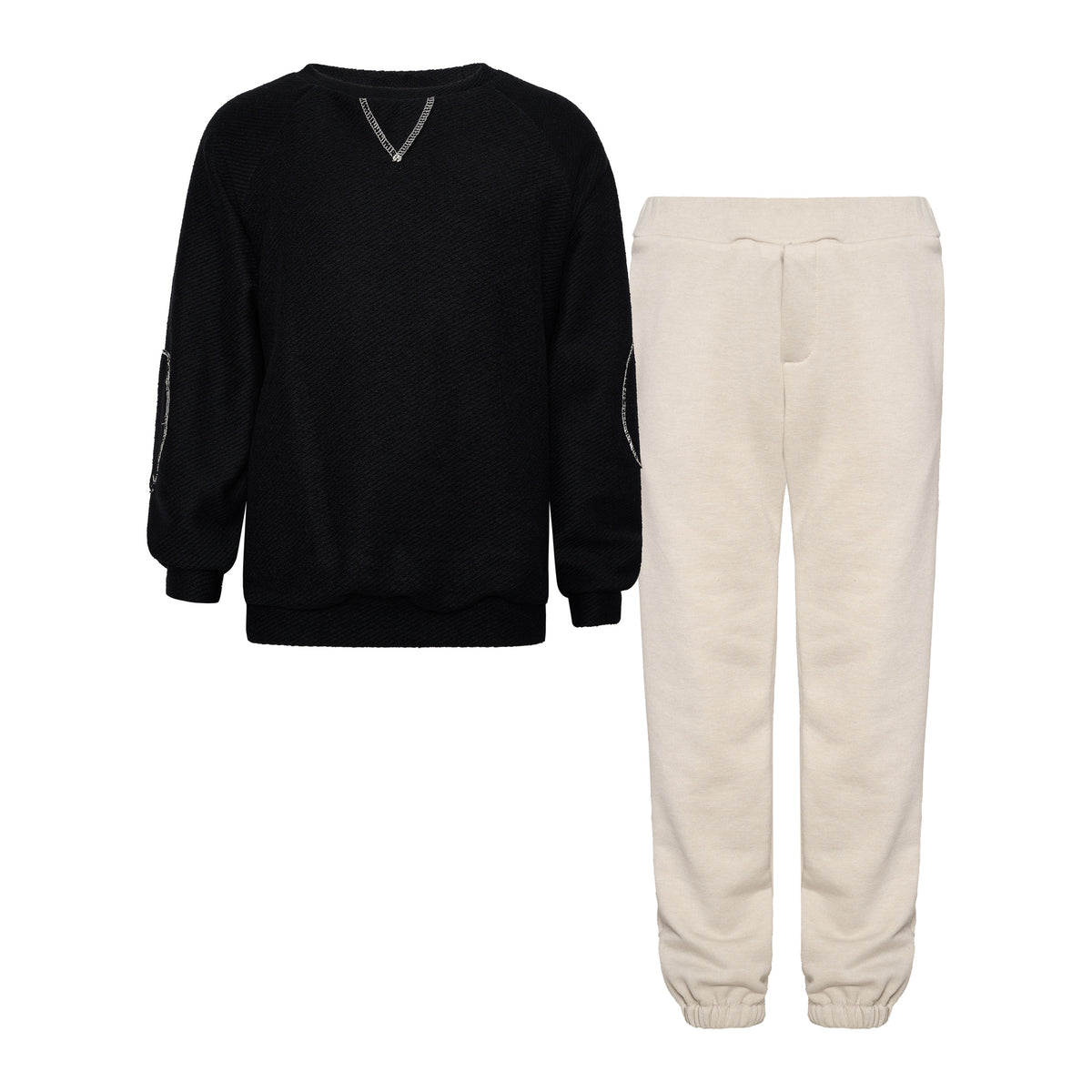 TWO IN A CASTLE Monochrome Pique Top And Sweatpants