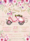 Προσκλητήριο βάπτισης για κορίτσι με θέμα floral vespa  TS189