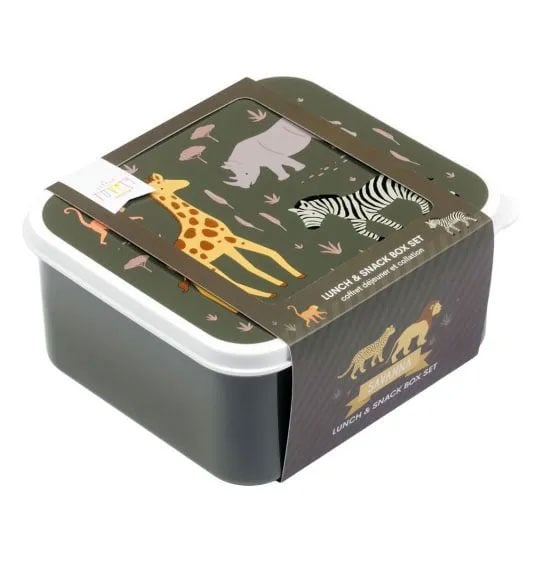 A little lovely company Σετ 4 δοχεία φαγητού Lunch & Snack Box Savanna