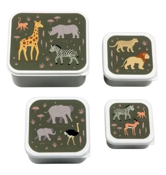 A little lovely company Σετ 4 δοχεία φαγητού Lunch & Snack Box Savanna
