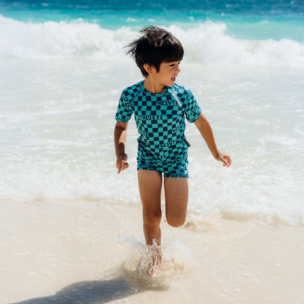 Μαγιό μπλούζα Beach and Bandits Checkered Waves Tee