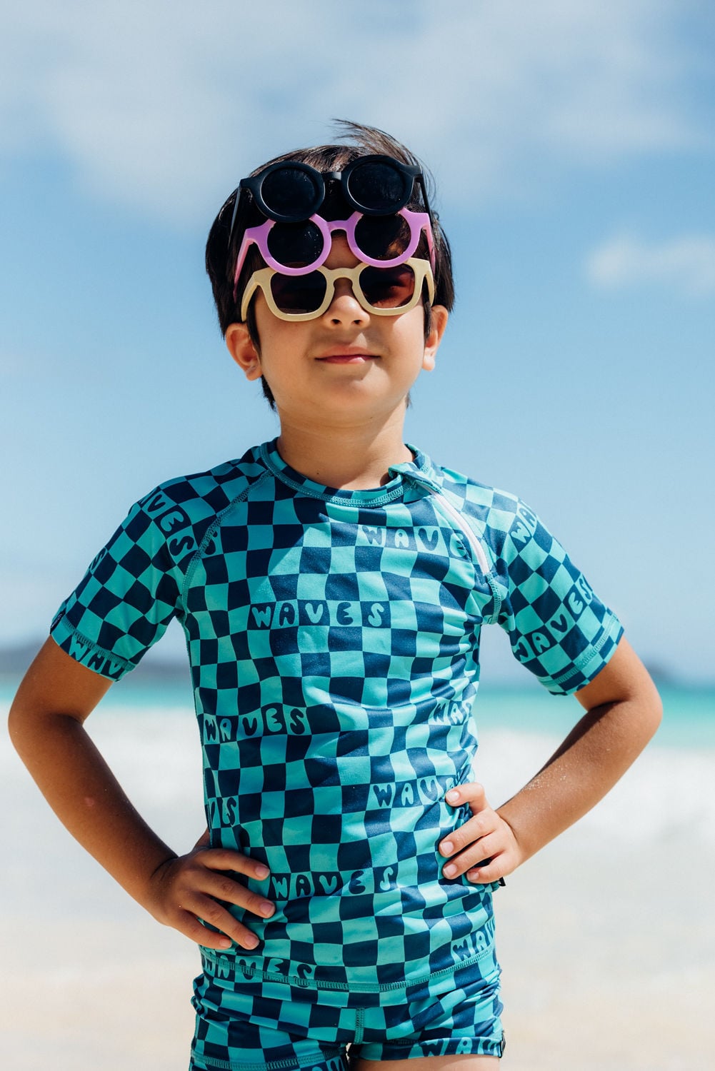 Μαγιό μπλούζα Beach and Bandits Checkered Waves Tee
