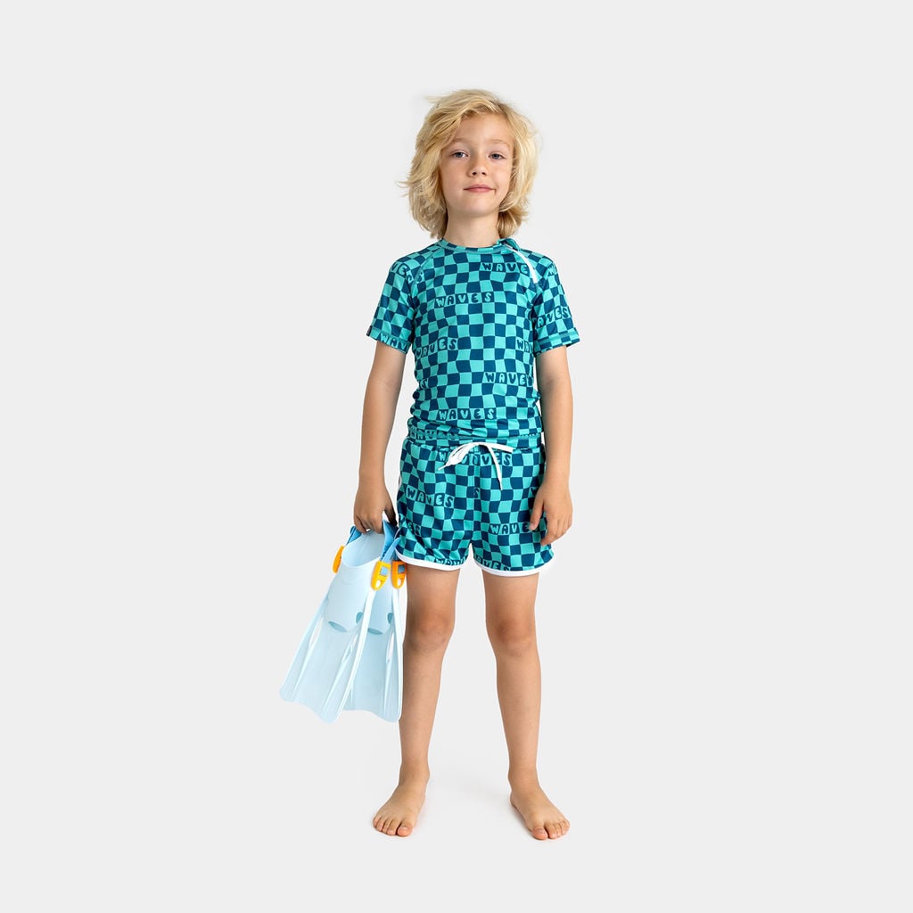 Μαγιό μπλούζα Beach and Bandits Checkered Waves Tee