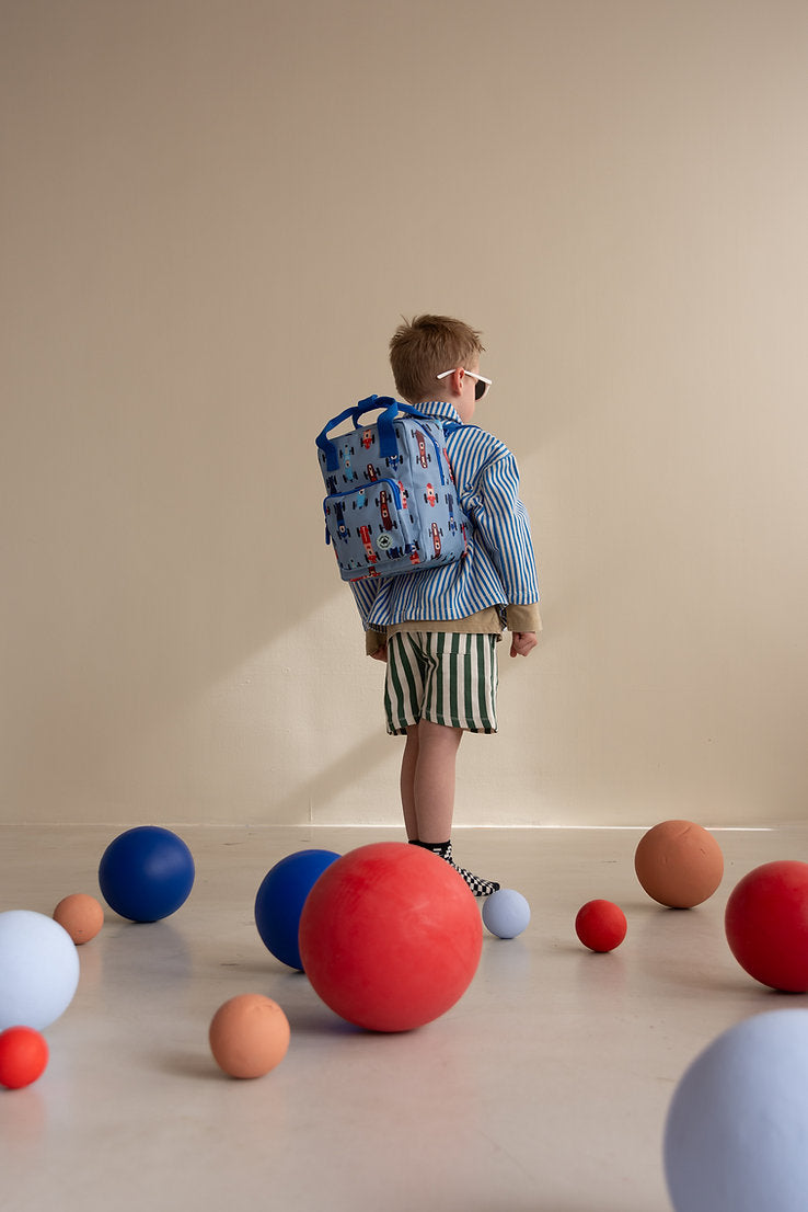 Small backpack race cars blue Studio Ditte