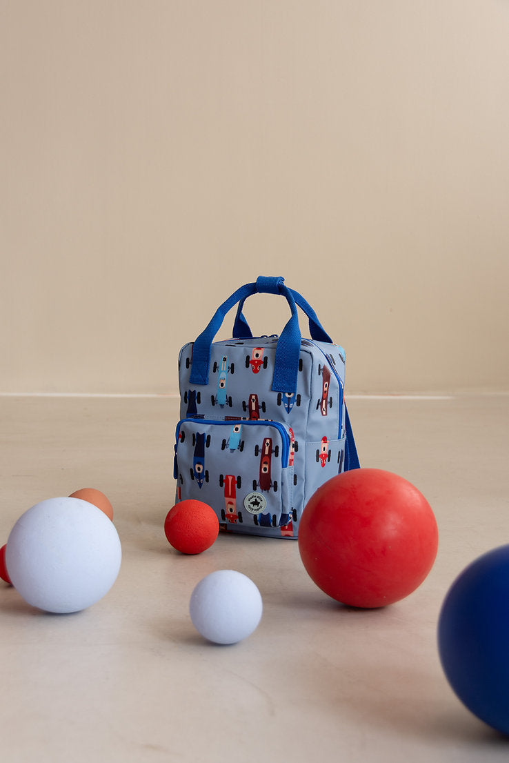 Small backpack race cars blue Studio Ditte