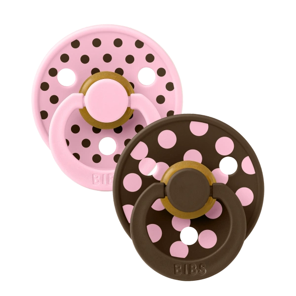 BIBS STUDIO COLLECTION ΣΕΤ ΠΙΠΙΛΕΣ 2ΤΜΧ POLKA DOT MOCHA/BABY PINK No2
