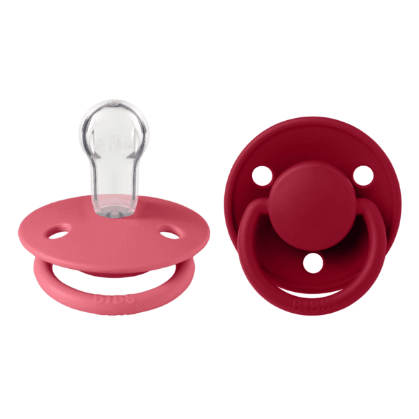 BIBS ΣΕΤ ΠΙΠΙΛΕΣ 2ΤΜΧ – DE LUX – CORAL/RUBY– ΣΤΡΟΓΓΥΛΗ/ΣΙΛΙΚΟΝΗ ONESIZE