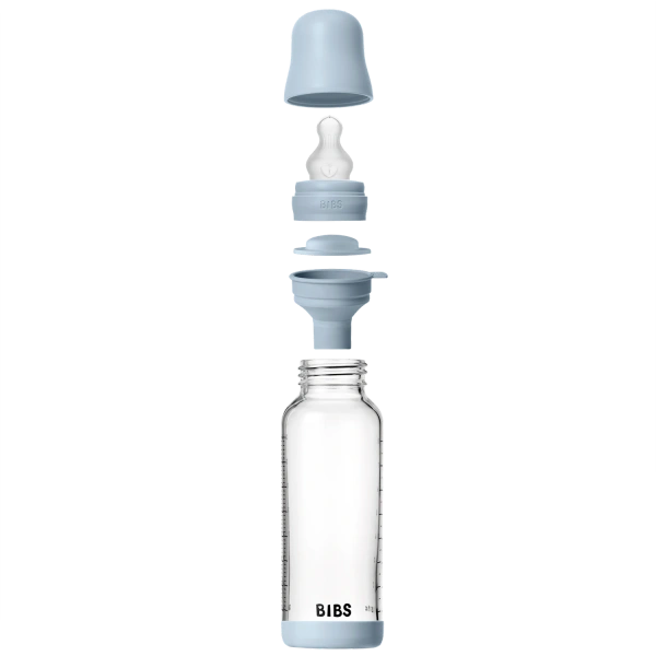 BIBS ΓΥΑΛΙΝΟ ΜΠΙΜΠΕΡΟ 240ml – SILICONE- BABY BLUE