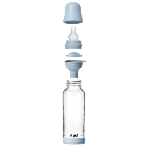 BIBS ΓΥΑΛΙΝΟ ΜΠΙΜΠΕΡΟ 240ml – SILICONE- BABY BLUE
