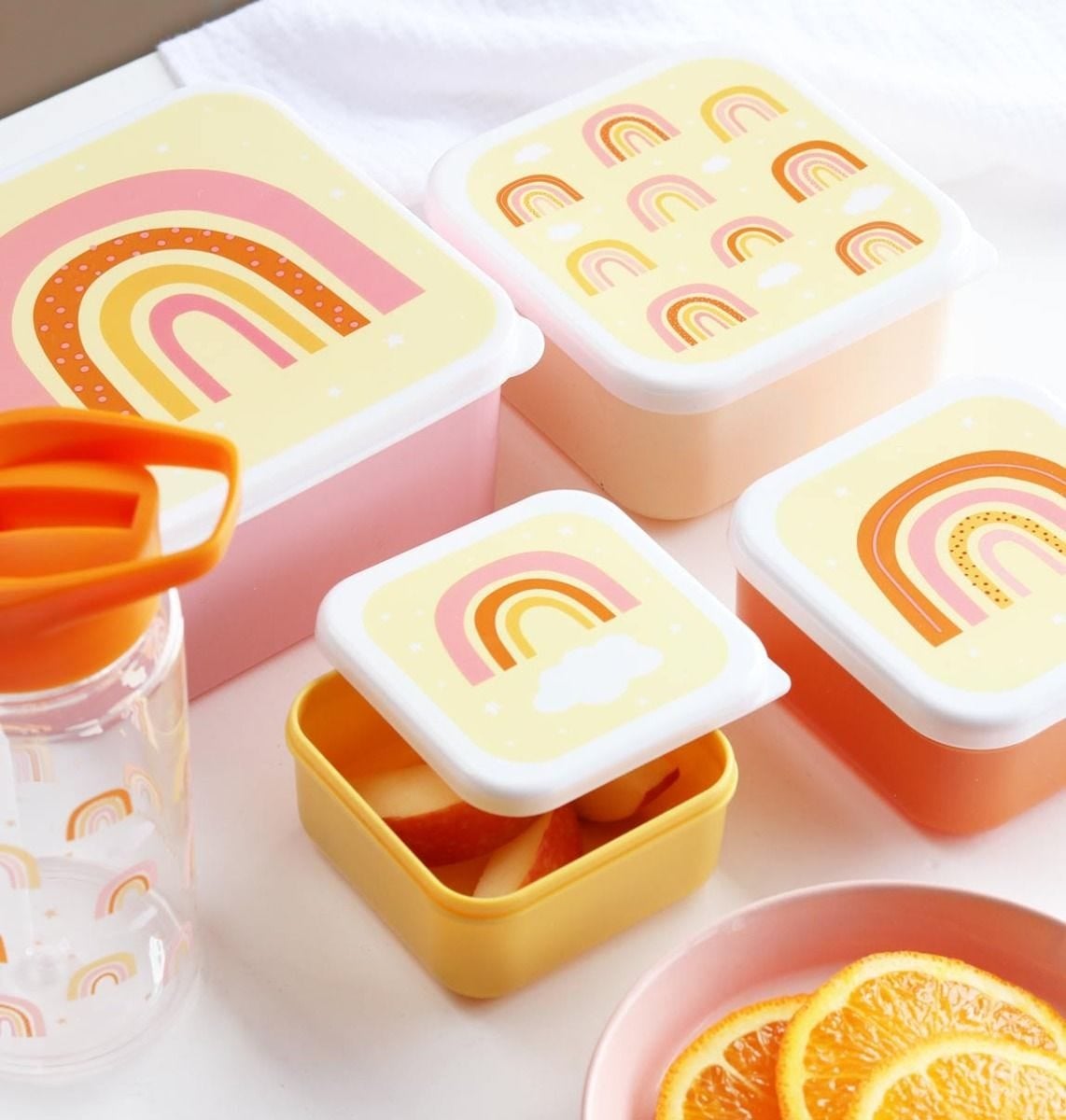 A little lovely company Σετ 4 δοχεία φαγητού Lunch & Snack Box Rainbows
