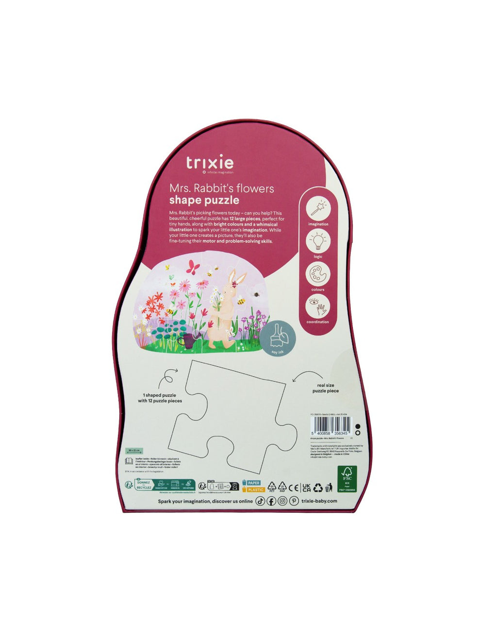Trixie SHAPE PUZZLE - MRS. RABBIT'S FLOWERS - 12 PCS