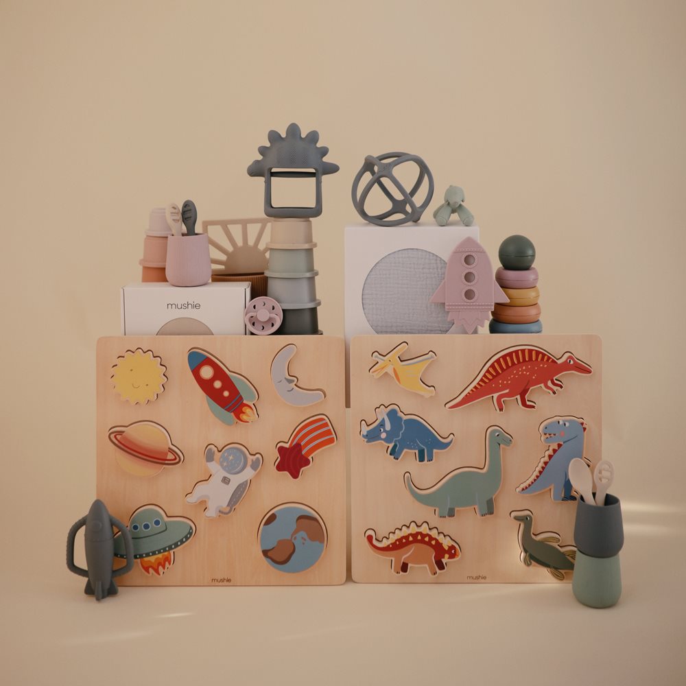 Ξύλινο Puzzle Mushie Dinosaur