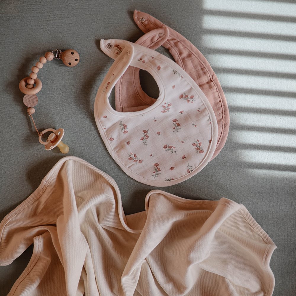 Βρεφική Σαλιάρα Mushie 2Pack  Blush/Pink Floral
